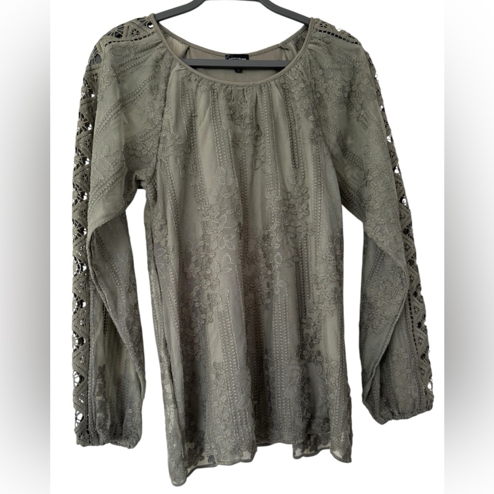 Buckle Black Sage Lace Blouse Size Small